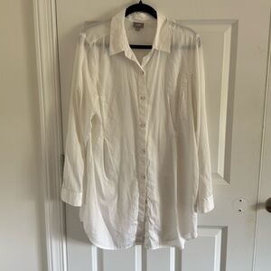 J. Jill Size Large Tall White Button Down Blouse
